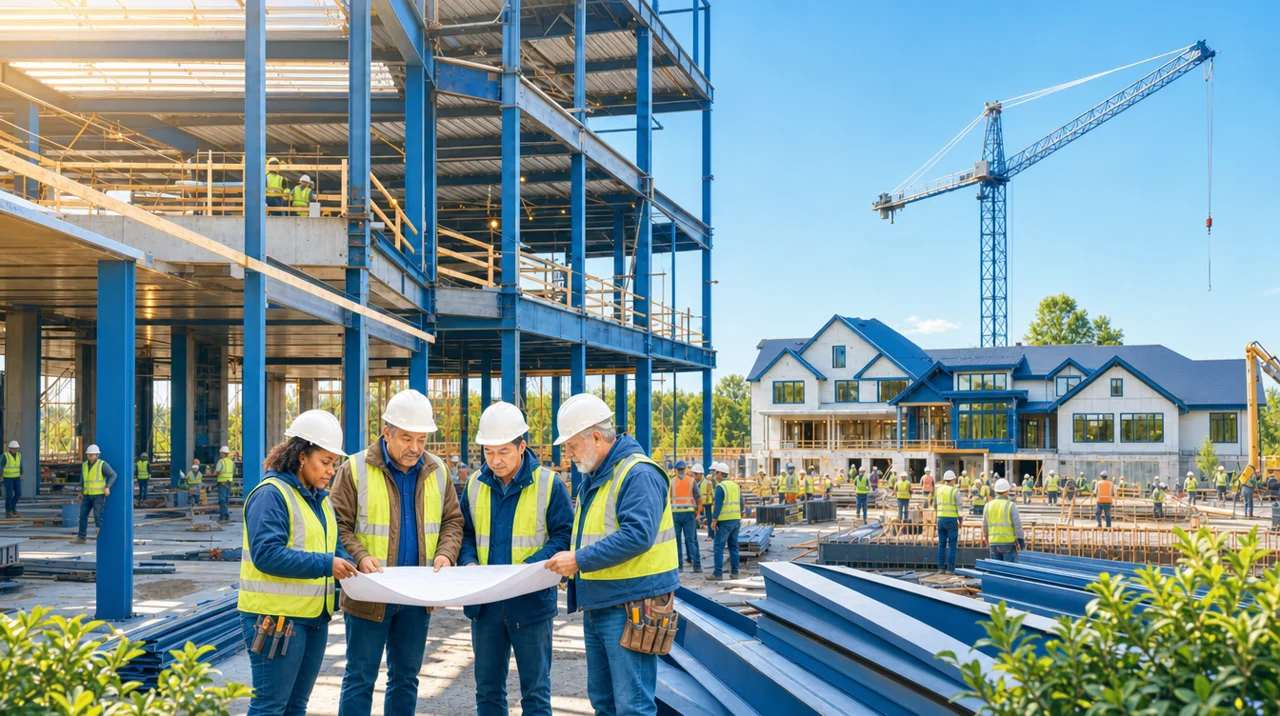 Commercial / Residential Construction: AI-generated cinematic construction scene