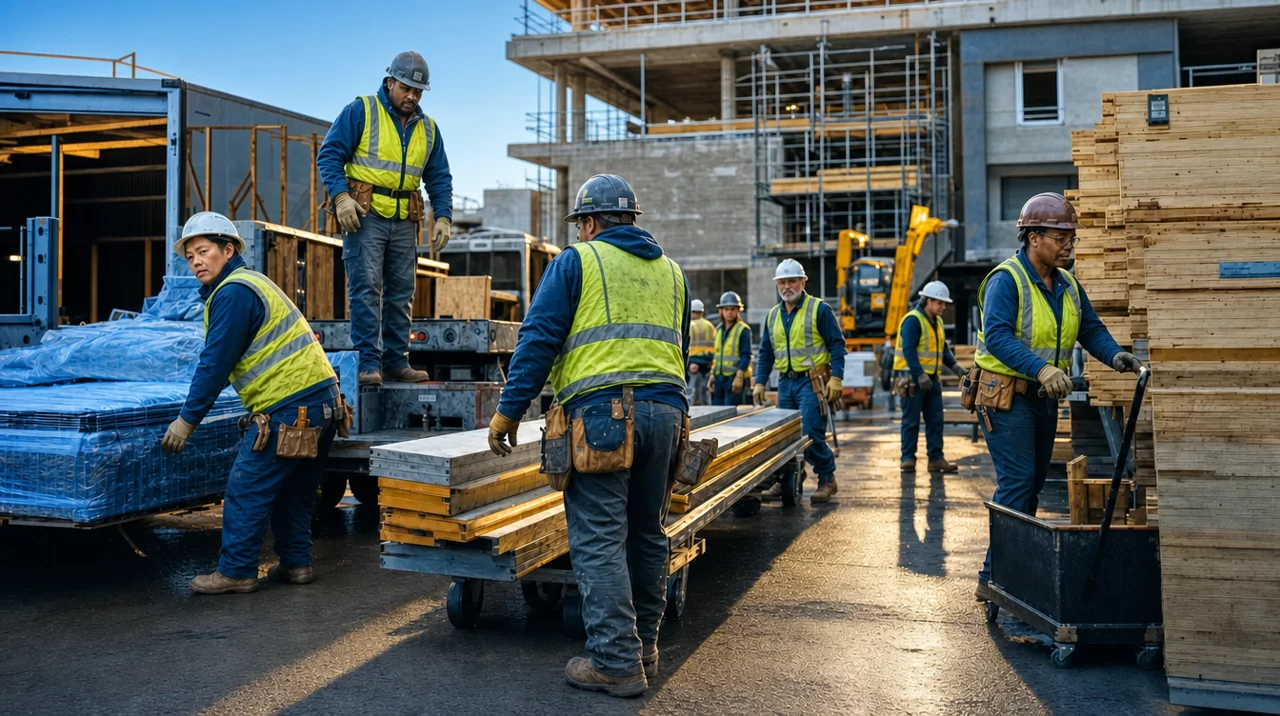 Construction Labor: AI-generated cinematic construction scene