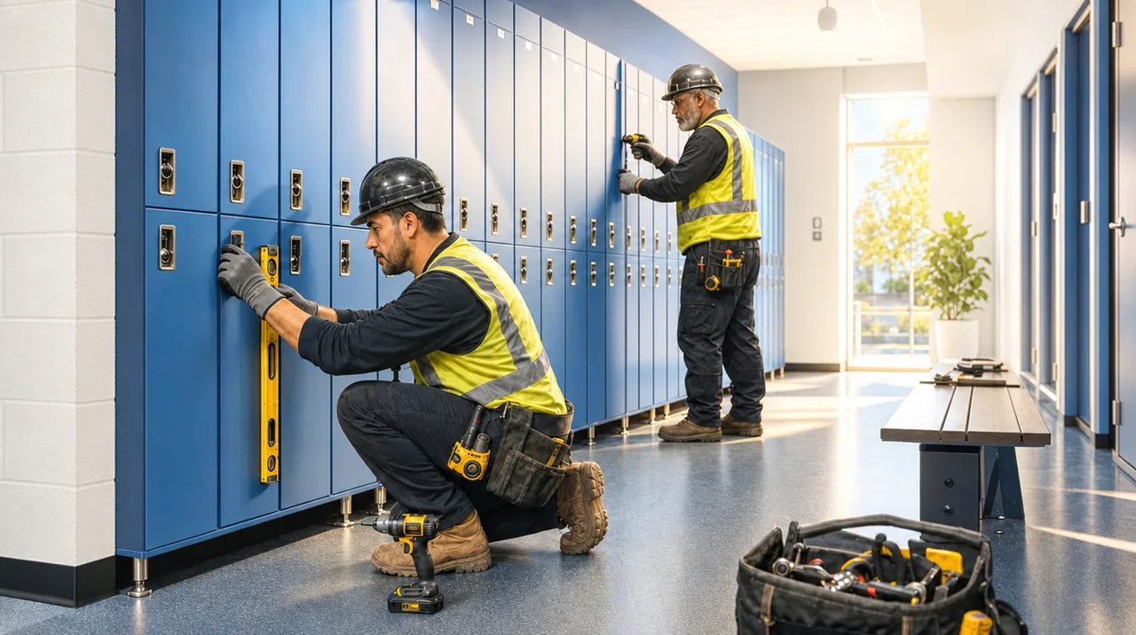 Lockers: AI-generated cinematic construction scene